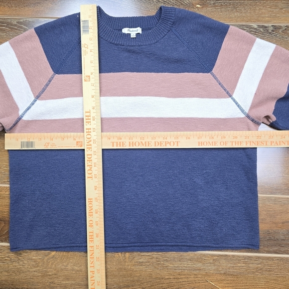 MADEWELL Womens S Striped Telluride Pullover Sweater - Quarter Sleeve Crop Fit - Picture 7 of 7